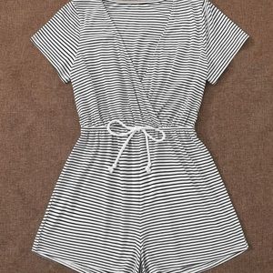 Black and white striped romper